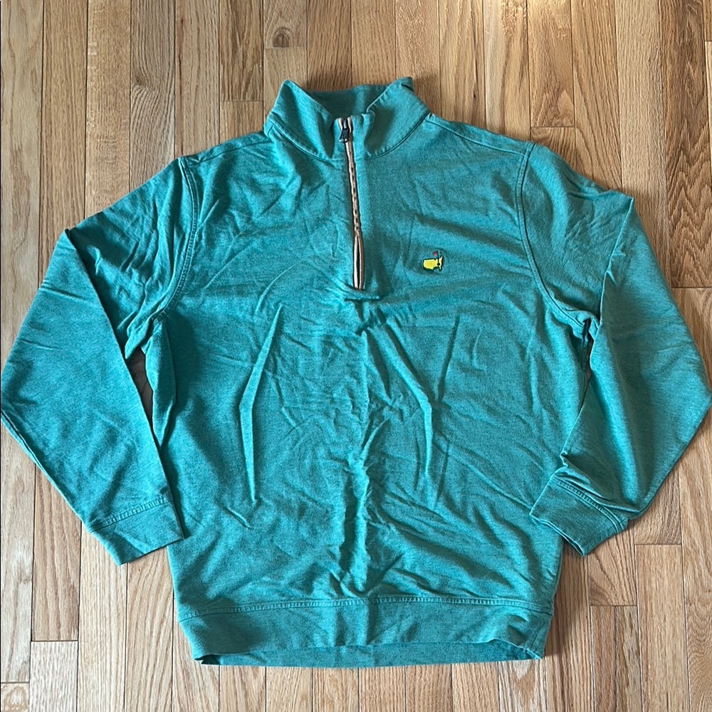 Men's Authentic Masters Green Zip-Up Sweater